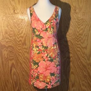 Tracy Feith hibiscus print pique empire frock